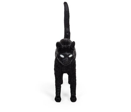 Seletti Lámpara de mesa Cat Jobby resina negra 46x12x20,7cm