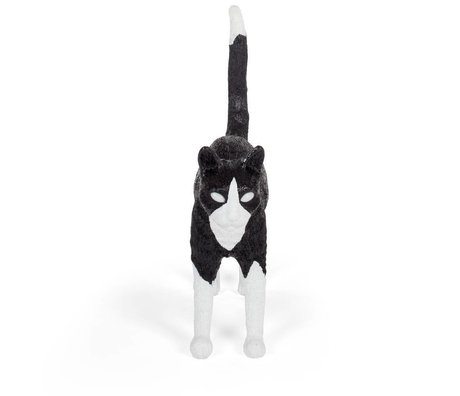 Seletti Lámpara de mesa Cat Jobby negro blanco 46x12x20,7cm