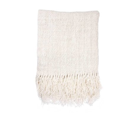 HK-living Checkered white linen 130x170cm