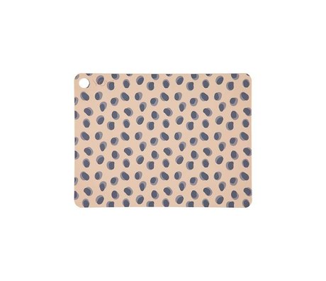 OYOY Placemat Leopard punkter kamelbrunt silikone 45x34x0,15cm sæt med 2