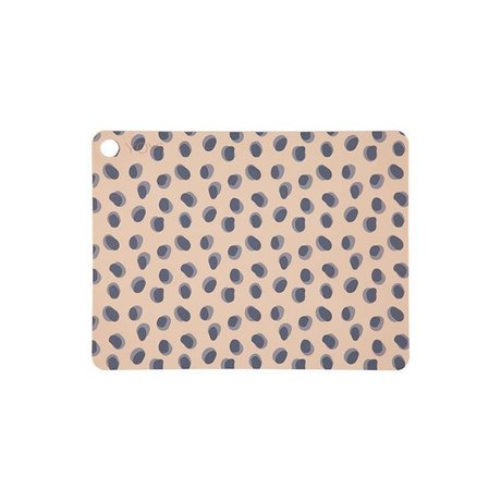 OYOY Placemat Leopard points camel brown silicone 45x34x0,15cm set of 2