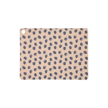 OYOY Set de 2 points Leopard points brun camel en silicone 45x34x0,15cm