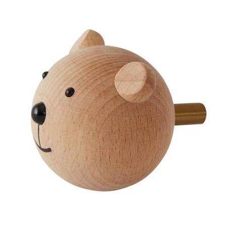 OYOY Attaccapanni Orso in legno naturale ø4,5x6x4,5cm