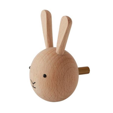 OYOY Gancho de pared Conejo madera natural ø4,5x6x4,5cm