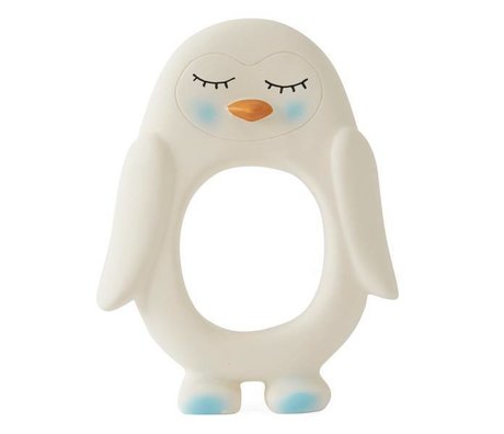 OYOY Bite toy penguin white natural rubber 10x2,5x13cm