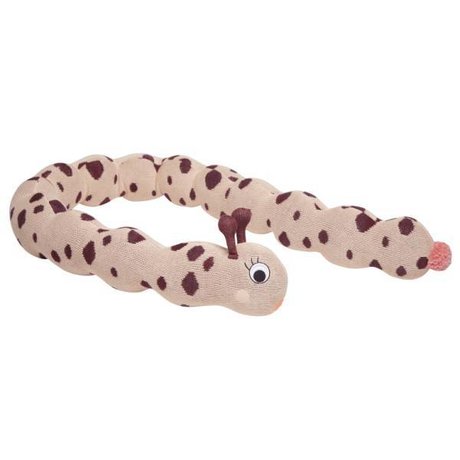 OYOY Cuddly toy Miss Lala larva pink eggplant cotton 16x140x18cm