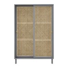 HK-living Garderobe skydedør Webbing gråbrun træ 95x40x140cm