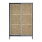 HK-living Porta scorrevole dell'armadio Tessitura grigio marrone legno 95x40x140cm