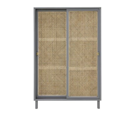 HK-living Armario de puerta corredera Correas gris marrón madera 95x40x140cm