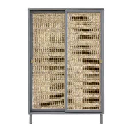 HK-living Wardrobe sliding door Webbing gray brown wood 95x40x140cm