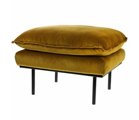 HK-living hk-living stool retro ocher yellow velvet 72x65x46cm