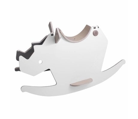 Sebra Rocking horse rhino white gray wood 72x36x40cm