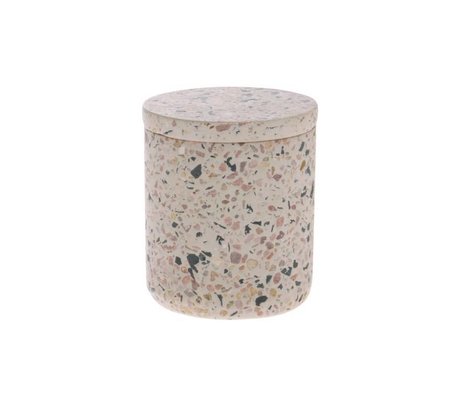 HK-living Contenitore Terrazzo in cemento multicolore rosa S Ø8,2x9,8cm