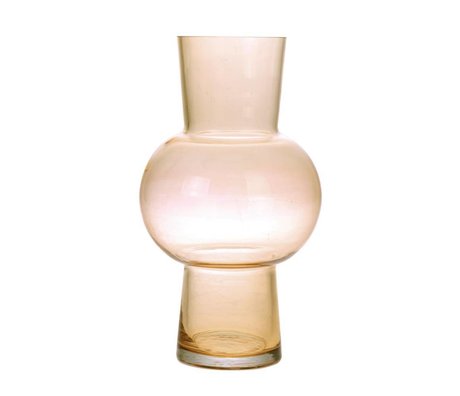 HK-living Vase blomst fersken orange glas M Ø19x35cm