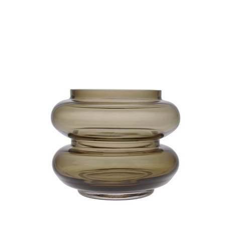 HK-living Vase røget brunt glas S Ø13,5x10,5cm