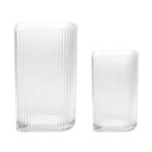 HK-living Vaas Ribbed Transparent Glass Set Van 2
