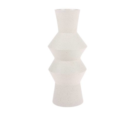 HK-living Jarrón manchado Angular crema blanco cerámica L Ø16,5x41cm