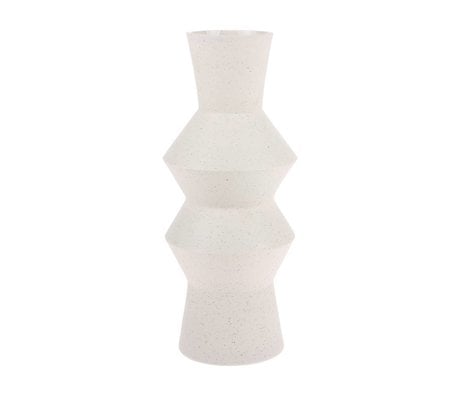 HK-living Vase Speckled Angular creme weiße Keramik L Ø16,5x41cm