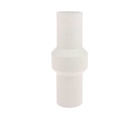 HK-living Jarrón Speckled Recta crema cerámica blanca Ø16x39,5cm