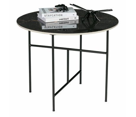 WOOOD Table basse Vida avec plateau en marbre noir ø60x48cm