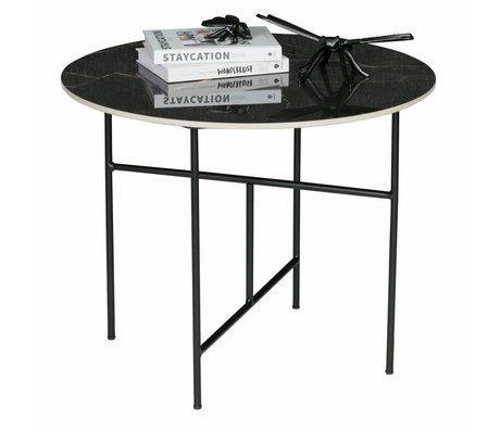 WOOOD Vida coffee table with marble look top black ø60x48cm