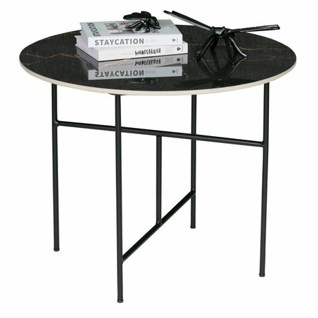 WOOOD Vida couchtisch mit marble look top schwarz ø60x48cm
