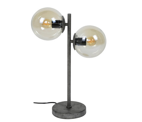 mister FRENKIE Lampe de table Vinnie à 2 lumières, verre argenté ancien, métal 34x35x50cm