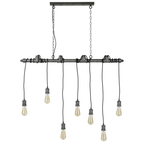 Wonenmetlef Colgante de luz Onyx 7 llamas metal plateado antiguo 120x10x150cm