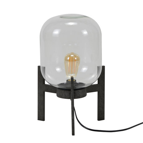 mister FRENKIE Lámpara de mesa Dean plata antigua vidrio acero Ø28x44cm