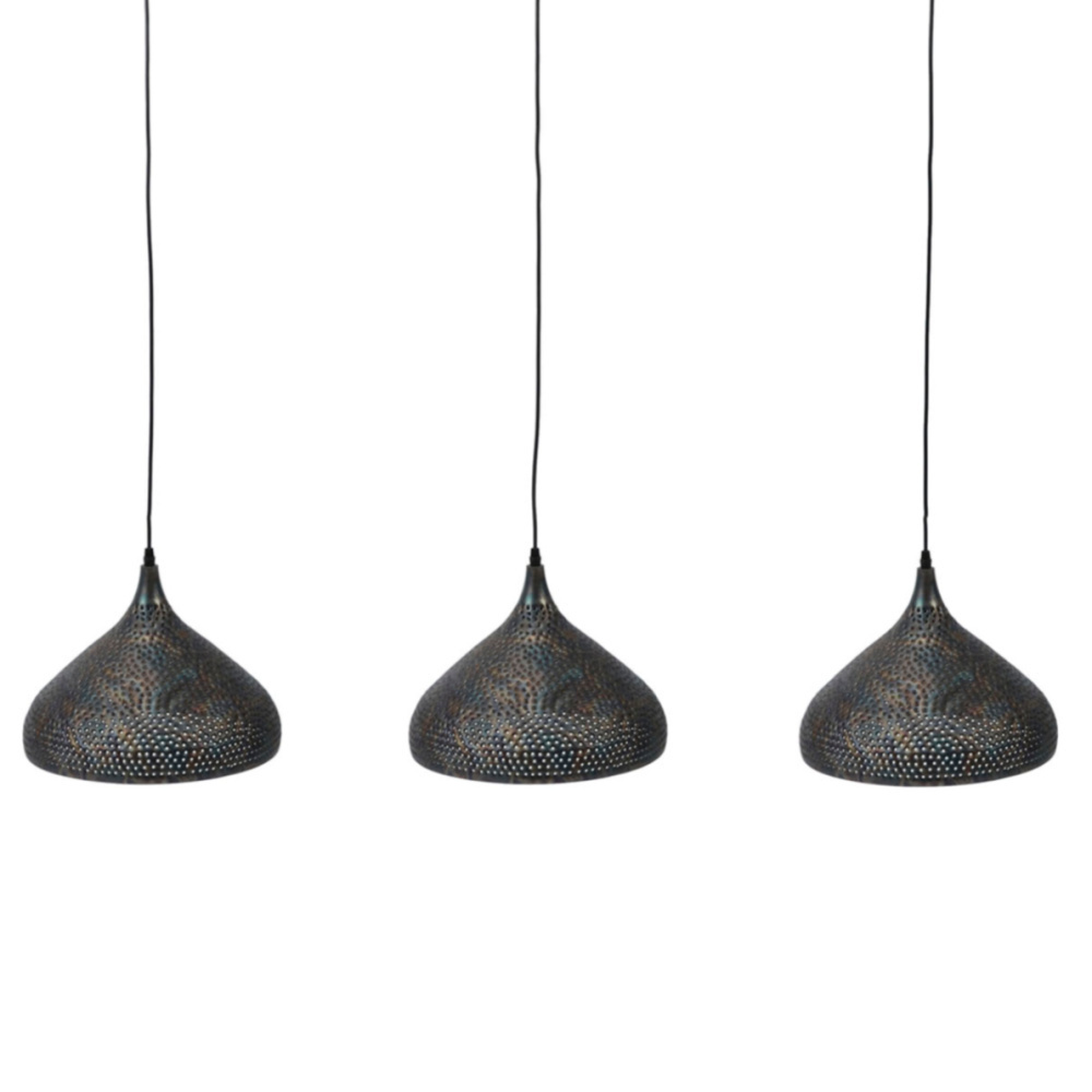 Wonenmetlef Pendelleuchte Lauren 3 Flammig Hellschwarzbraun Metall 135x32x150cm Lefliving De