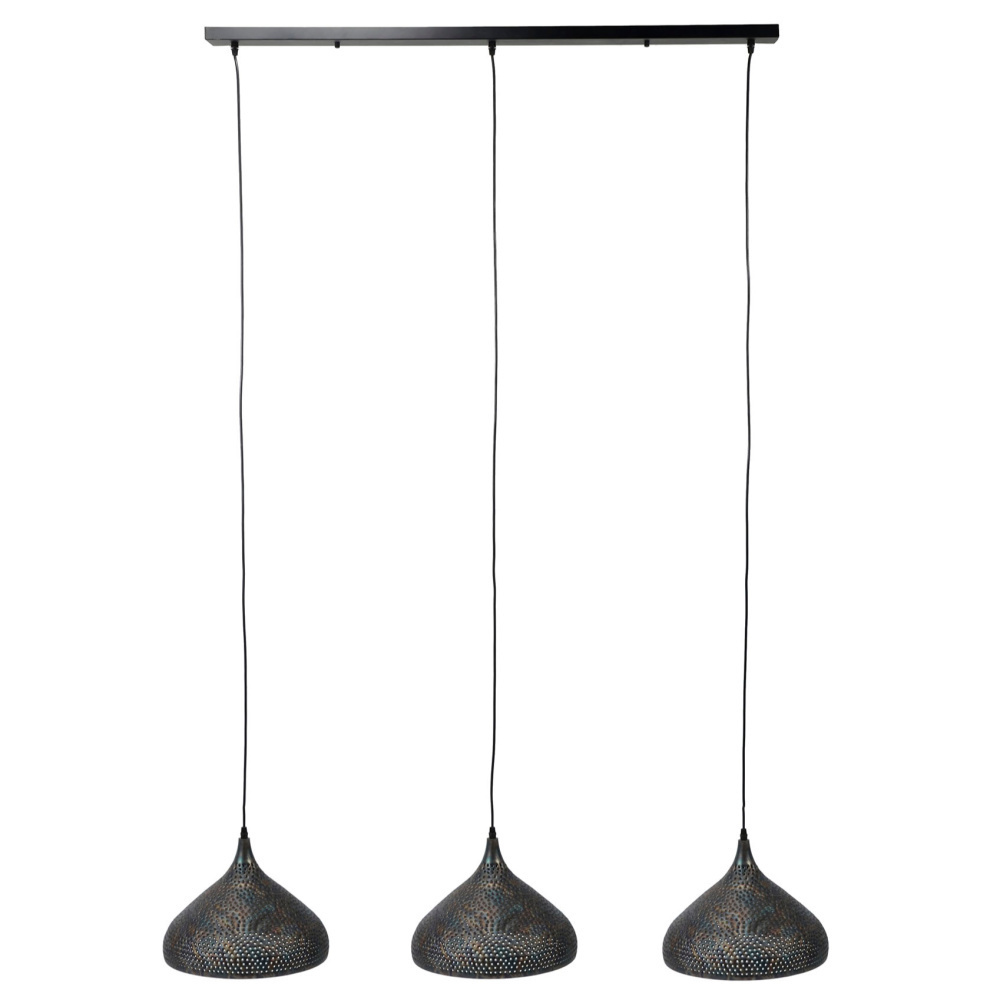 Wonenmetlef Pendelleuchte Lauren 3 Flammig Hellschwarzbraun Metall 135x32x150cm Lefliving De
