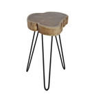 Wonenmetlef Table d'appoint Sien naturel brun bois noir métal Ø32x45cm