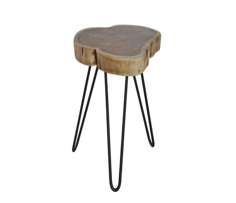 Wonenmetlef Side table Sien natural brown black wood metal Ø32x45cm