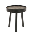 Wonenmetlef Side table Vic antique gray wood metal Ø45x52cm