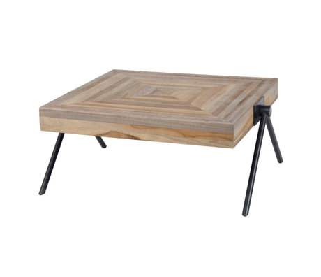 Wonenmetlef Coffee table Sue brown gray teak steel 70x70x33cm