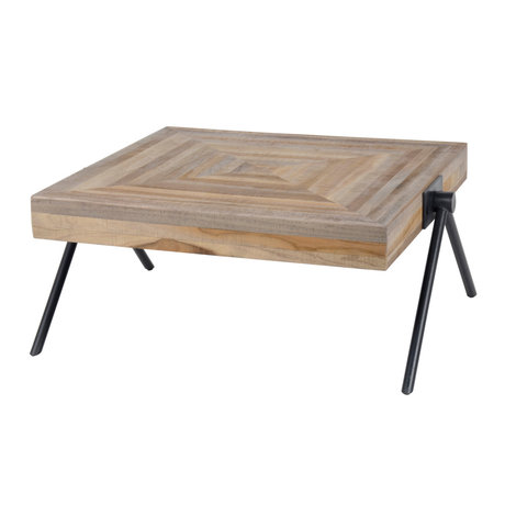 Wonenmetlef Table basse Sue en acier gris brun teck 70x70x33cm
