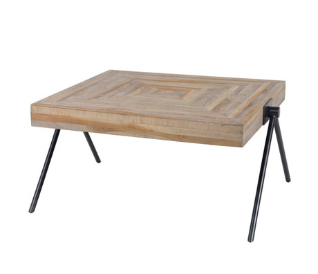 Wonenmetlef Coffee table Sue brown gray teak steel 80x80x43cm