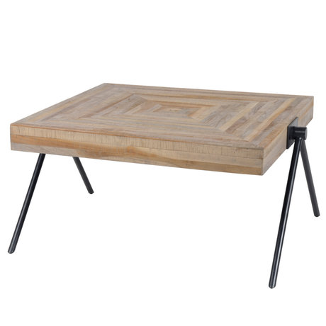 Wonenmetlef Coffee table Sue brown gray teak steel 80x80x43cm