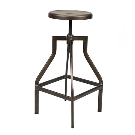 Wonenmetlef Tabouret de bar Jax en acier peint époxy noir Ø35x61-79cm