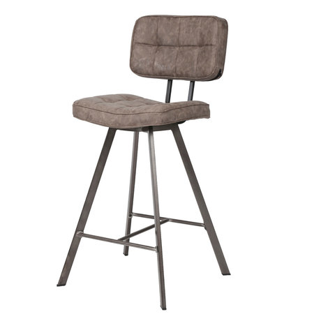 Wonenmetlef Tabouret de bar Riley en cuir PU brun foncé 43x55x98cm