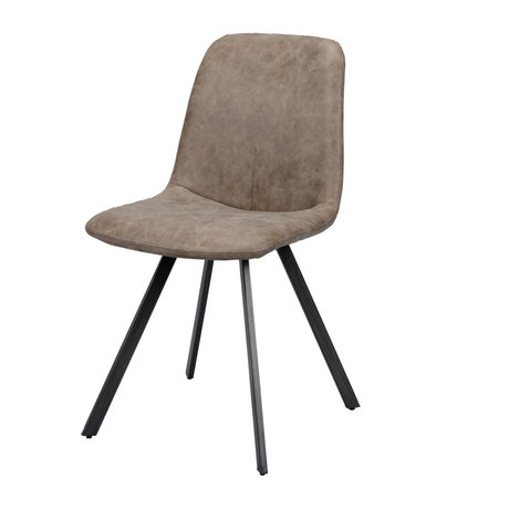 Wonenmetlef Silla de comedor Fender marrón oscuro cera cuero PU cuero 45x55x86cm