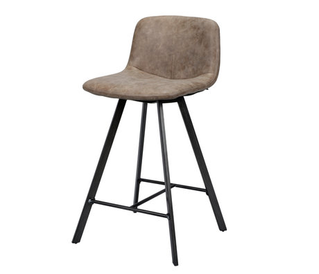 Wonenmetlef Sgabello da bar Fender marrone scuro cera cuoio PU acciaio 45x50x90cm