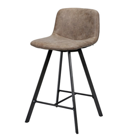 Wonenmetlef Sgabello da bar Fender marrone scuro cera cuoio PU acciaio 45x50x90cm