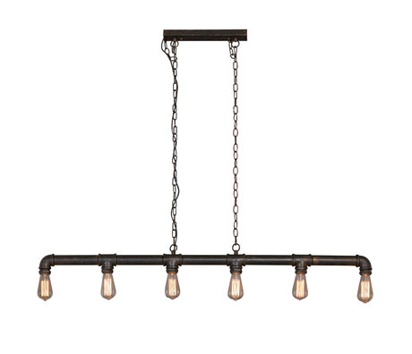 Wonenmetlef Pendant light Cooper Vintage black metal 6-flames 131x4x150cm