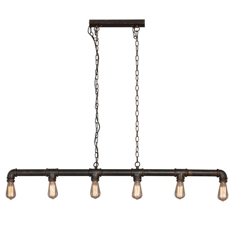 Wonenmetlef Lámpara colgante Cooper Vintage metal negro 6-llamas 131x4x150cm
