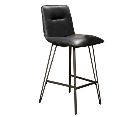 Wonenmetlef Taburete de bar Ally negro PU cuero metal 44x51x99cm