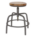 vtwonen Tabouret Spider gris métal bois Ø32x48-60cm