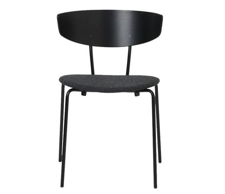 Ferm Living Salle à manger chaise Herman rembourrée bois noir textile métallique 50x74x47cm
