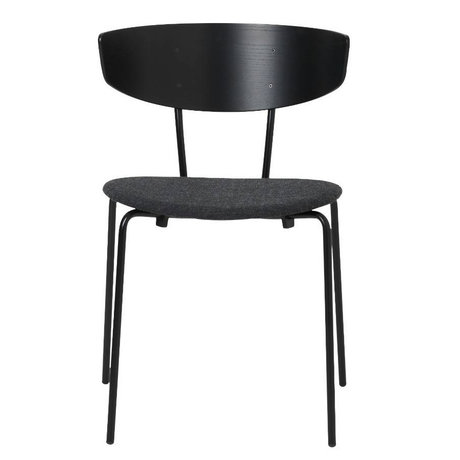 Ferm Living Cena de la silla Herman acolchado negro de madera 50x74x47cm textil de metal