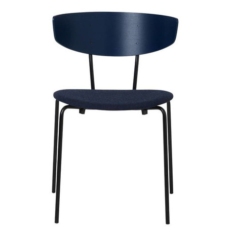 Ferm Living silla de comedor cojín Herman azul oscuro metal madera 50x74x47cm textiles